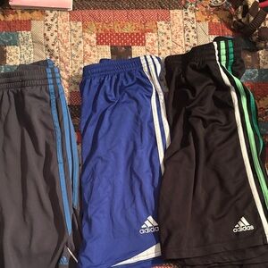 Adidas Kids Shorts - Gray, Blue, Black with Stripes